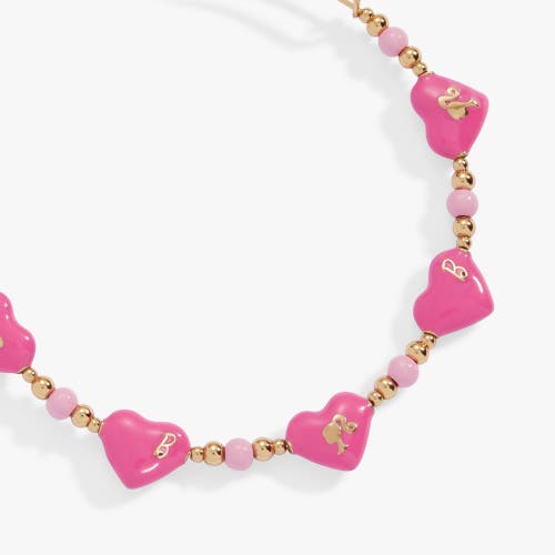 Alex And Ani Barbie Logo Heart Beaded Bangle Bracelet In Pink