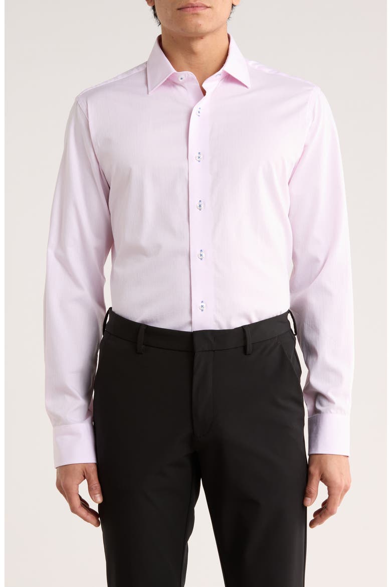 Trim Fit Textured Cotton Dress Shirt, Main, color, PINK