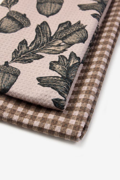 Geometry Kitchen Tea Towel Set In Brown