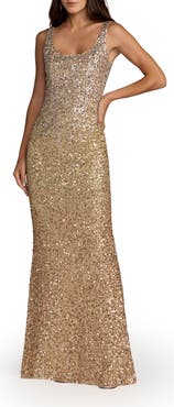 Mac Duggal Sleeveless Scoop Neck Beaded Column Gown