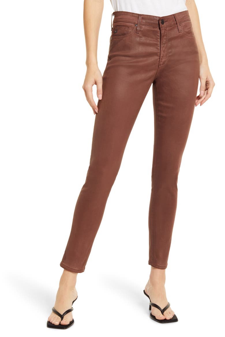 Farrah High Waist Ankle Skinny Jeans, Main, color, DARK WALNUT