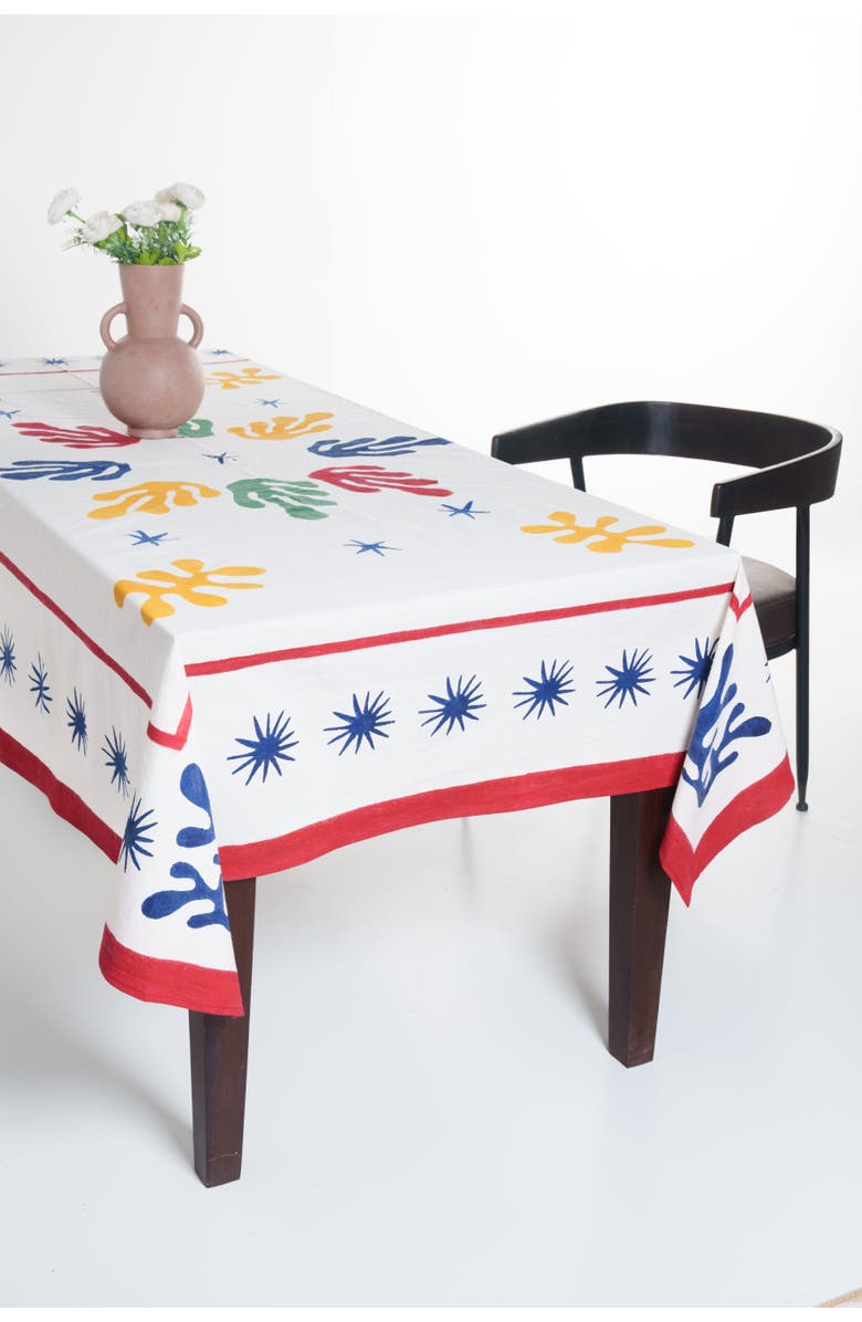 Inner Child Celestial Matisse Blockprint Tablecloth, Main, color, Multi - 70X120
