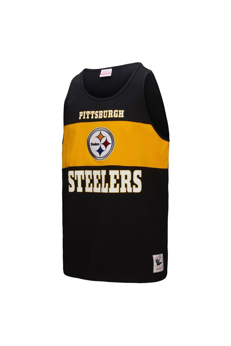 Men's Mitchell & Ness Black Pittsburgh Steelers Retro Colorblock Tank Top, Alternate, color, Black