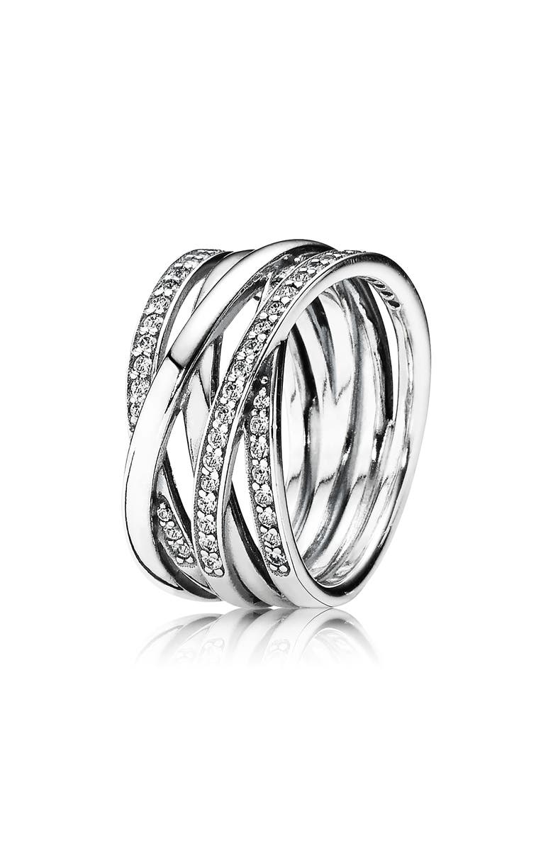 PANDORA Entwined Band Ring, Main, color, 