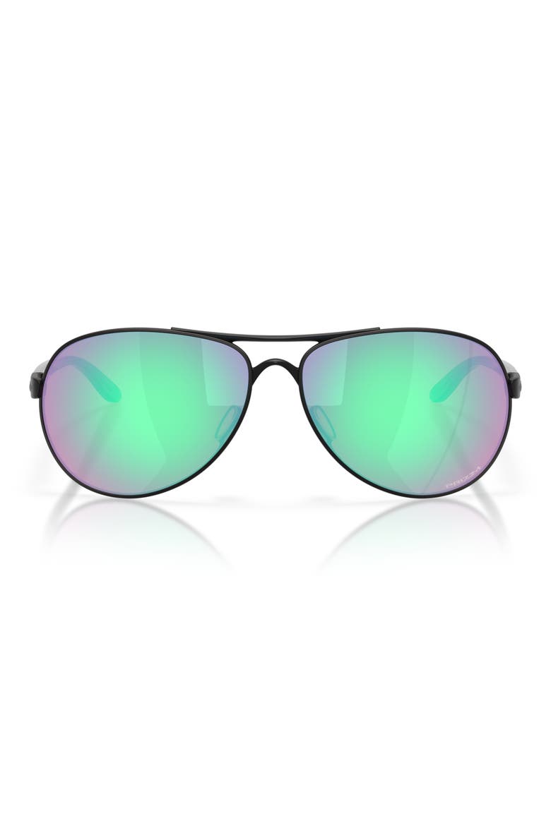 Feedback 59mm Pilot Aviator Sunglasses, Main, color, SATIN BLACK / PRIZM GOLF