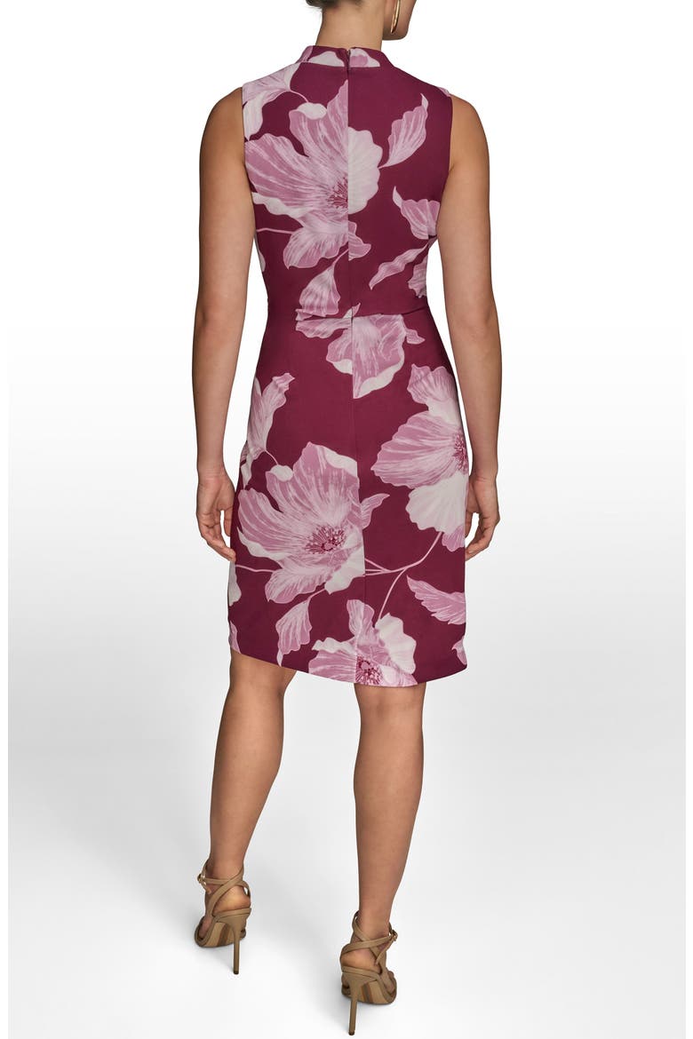 Floral Print Faux Wrap Sheath Dress, Alternate, color, PRUNE