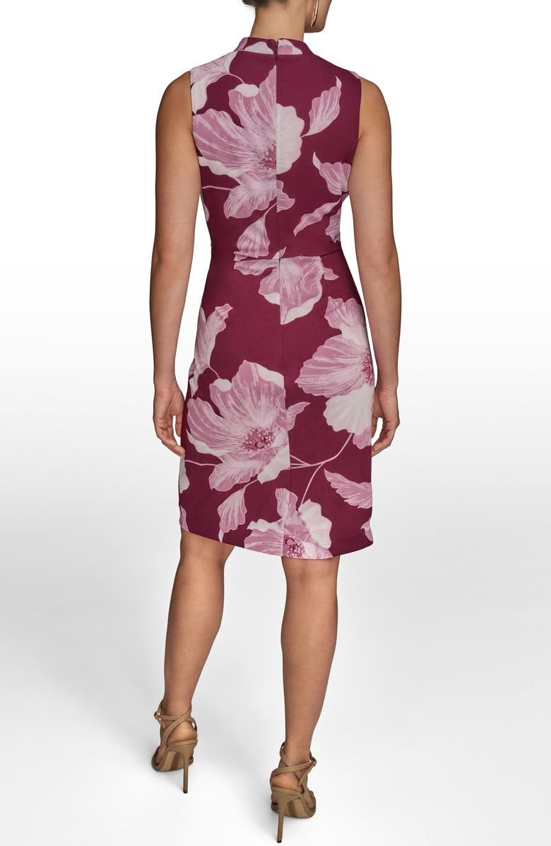 Donna Karan New York Floral Print Faux Wrap Sheath Dress, Alternate, color, Prune