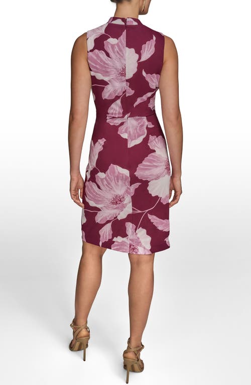 Donna Karan Womens Jersey Printed Chain Belt Sheath Dress 0p 16 In Purple