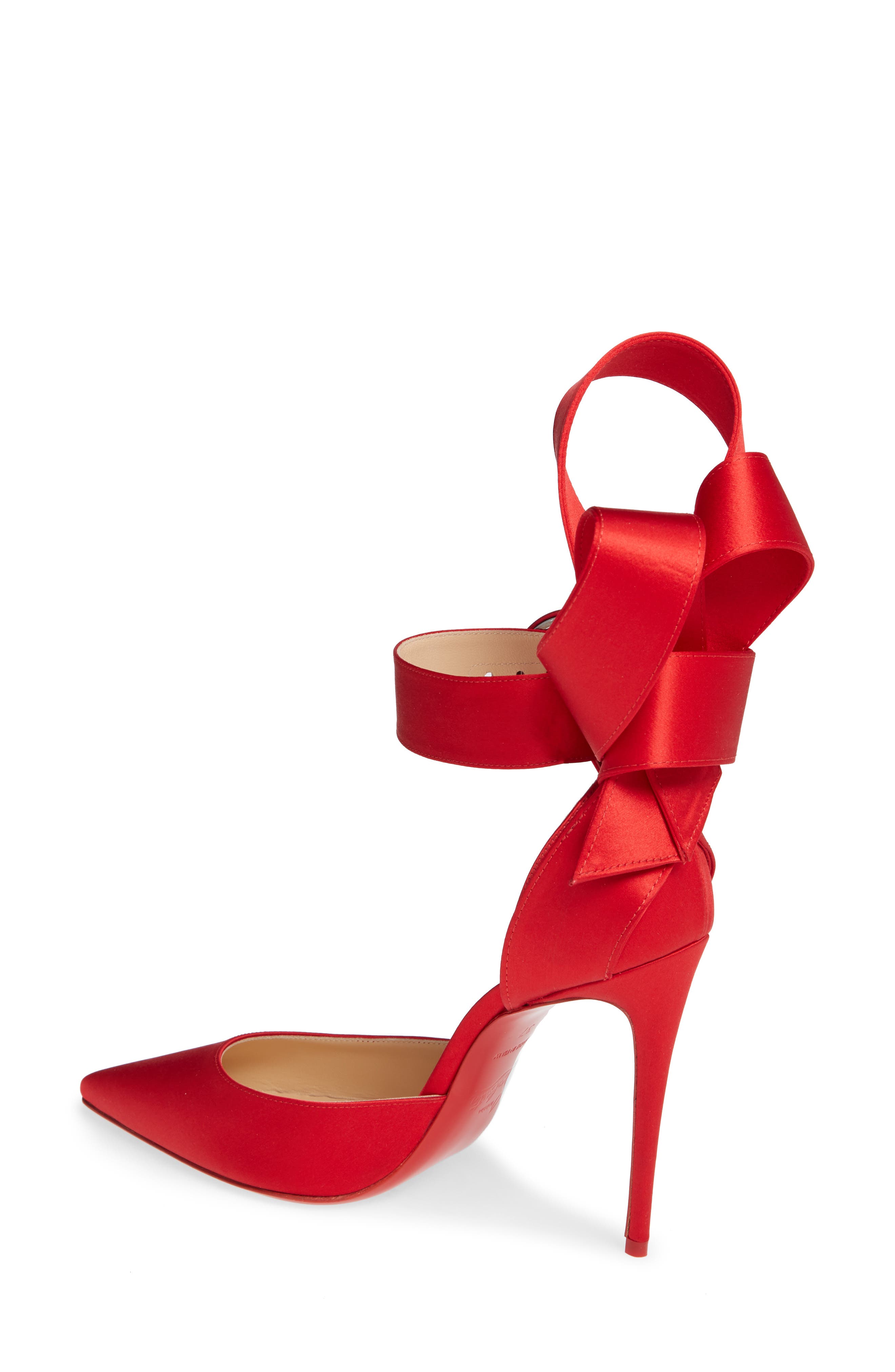 Raissa Bow Ankle Strap Pump, Alternate, color, LOUBI RED