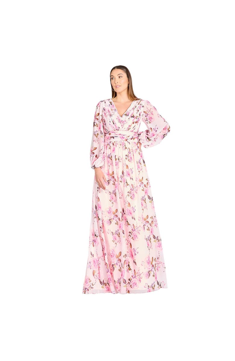 LARA New York Long Sleeve Print Dress, Main, color, Pink