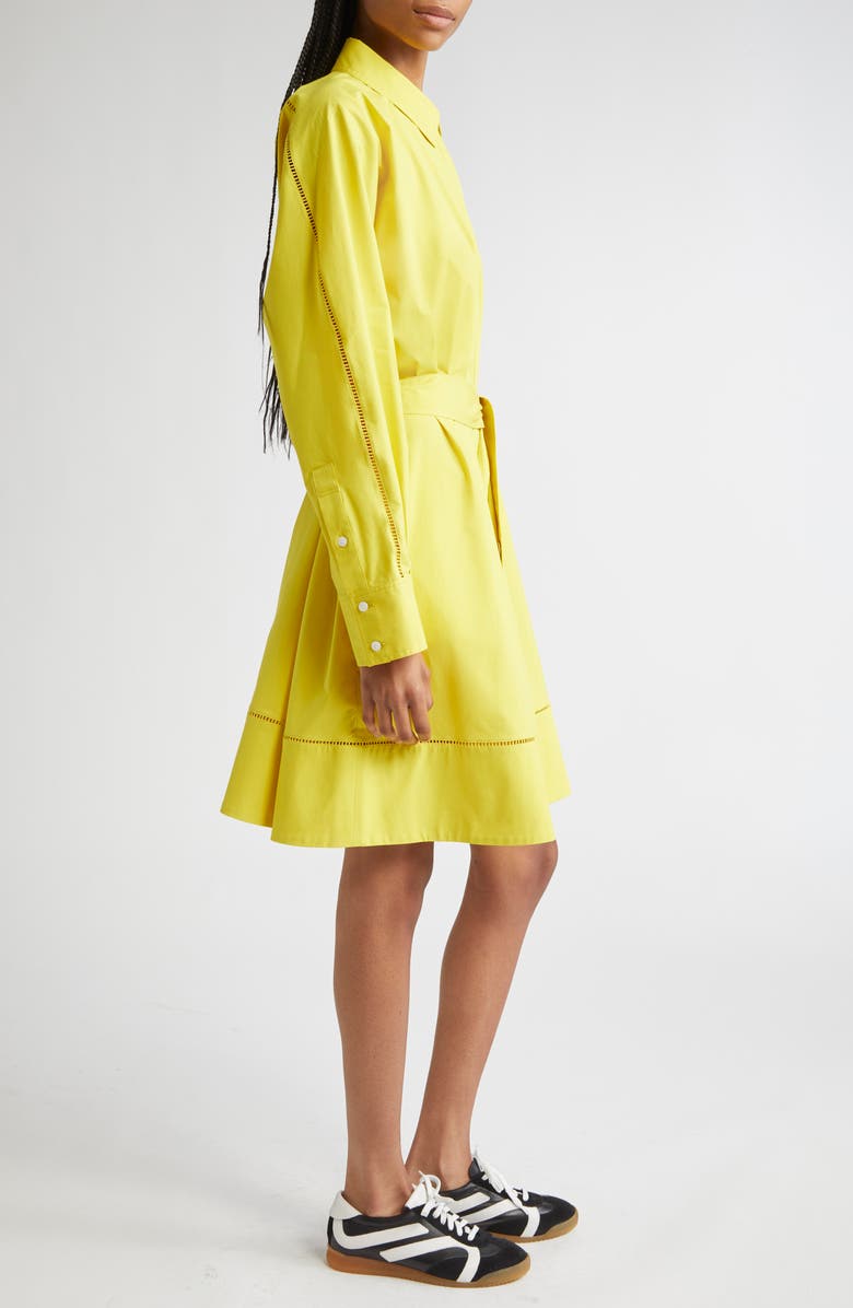 Proenza Schouler Sammy Long Sleeve Belted Stretch Cotton Poplin Shirtdress, Alternate, color, Yellow