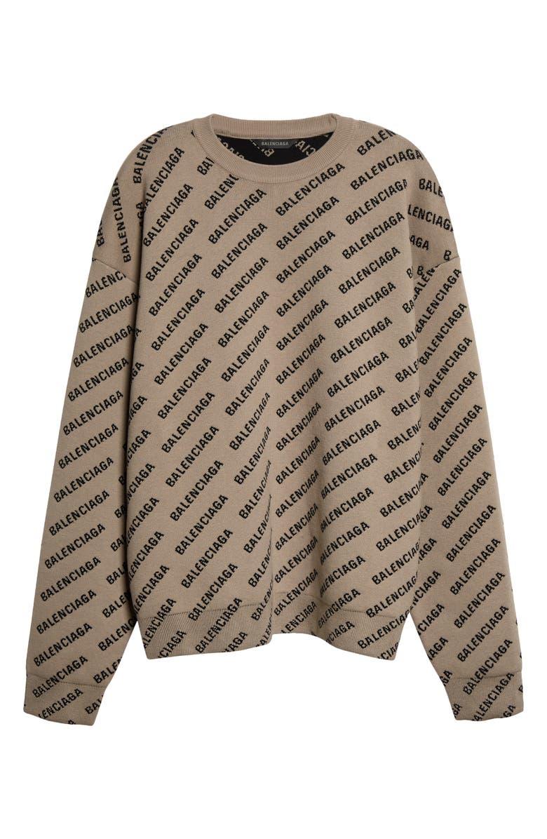 Balenciaga Allover Logo Crewneck Sweater, Alternate, color, 