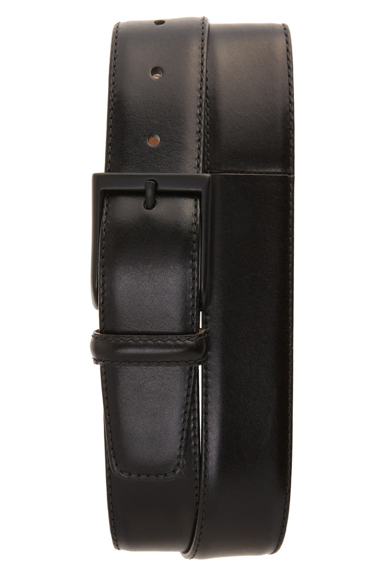 Men's Davi Leather Belt, Main, color, BLACK