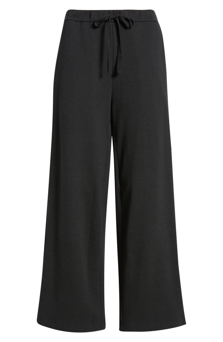 Eileen Fisher Organic Cotton Blend Ankle Wide Leg Drawstring Pants, Alternate, color, Black