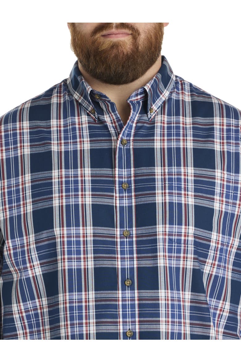 Big & Tall Easy-Care Large Plaid Sport Shirt, Alternate, color, BLUE