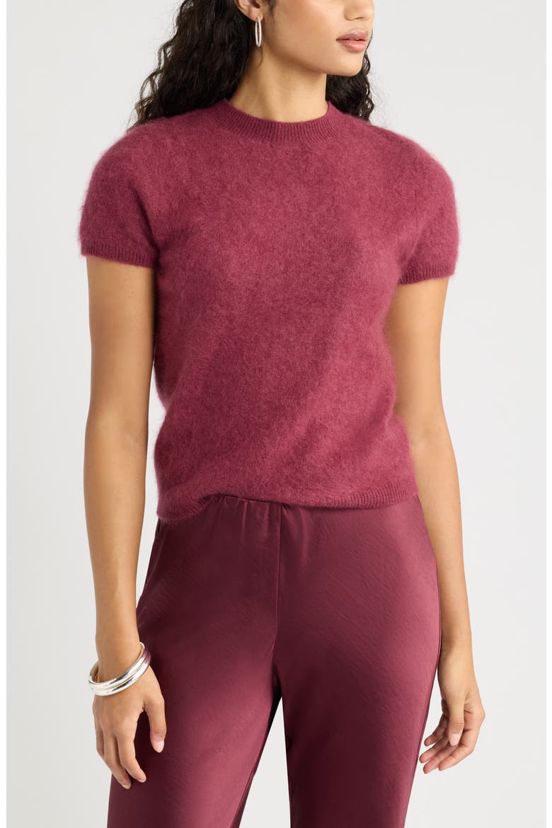Cozy Edit Short Sleeve Mock Neck Sweater, Main, color, BURGUNDY BANNER
