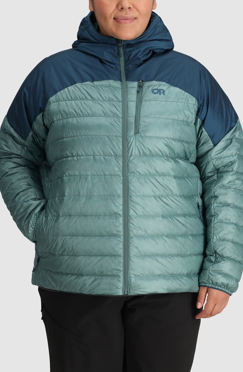 Outdoor Research Helium 800 Fill Power Down Hooded Jacket, Main, color, Neptune/ Harbor