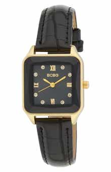 BCBG Prism Faux Leather Strap Watch, 27mm