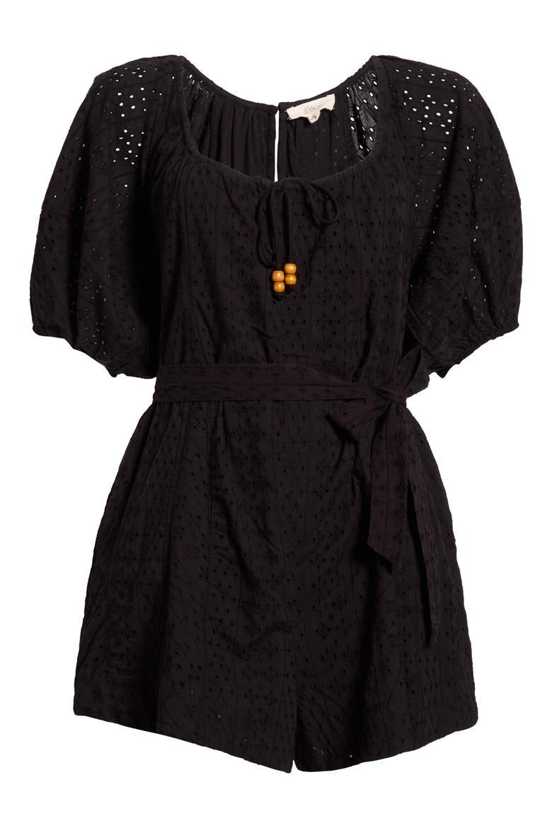 Tie Waist Cover-Up Romper, Alternate, color, BLACK