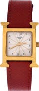 Pre-Owned Hermes Heure H Quartz Watch Plated Metal and Leather 21
