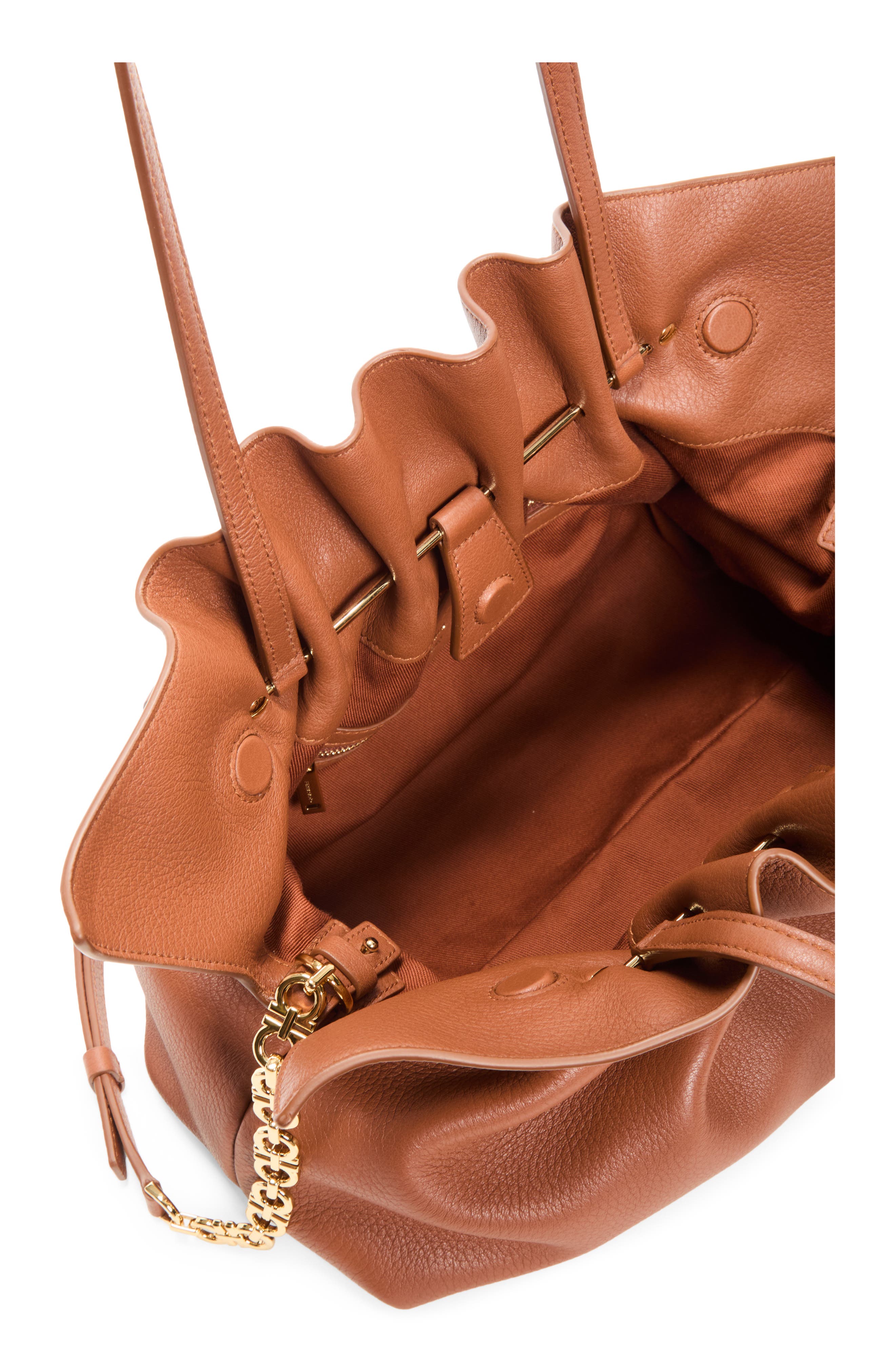 Soft Medium Leather Shoulder Bag, Alternate, color, NEW COGNAC
