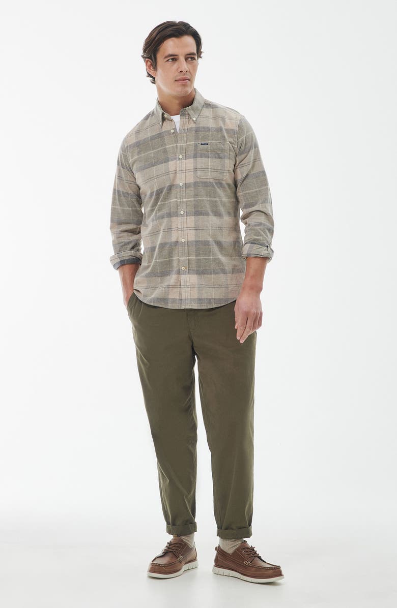 Barbour Blair Tailored Fit Plaid Corduroy Button-Down Shirt, Alternate, color, Forest Mist