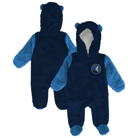 Infant 
Newborn Outerstuff Navy Minnesota Timberwolves Stay Napping Fleece Bunting Full-Zip Hooded Sleeper