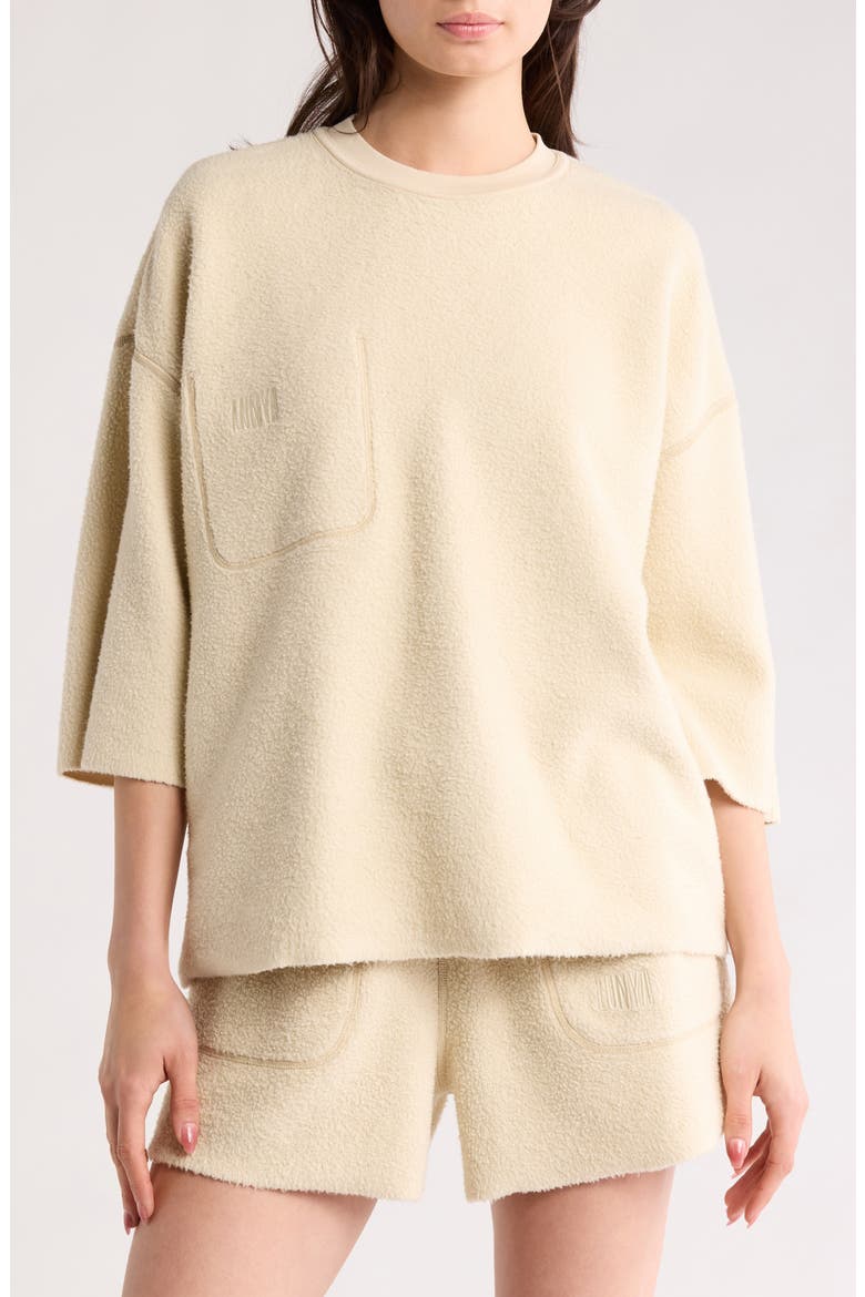 Silksweats™ Reversible Crop Pajama Top, Alternate, color, WALTZING SAND