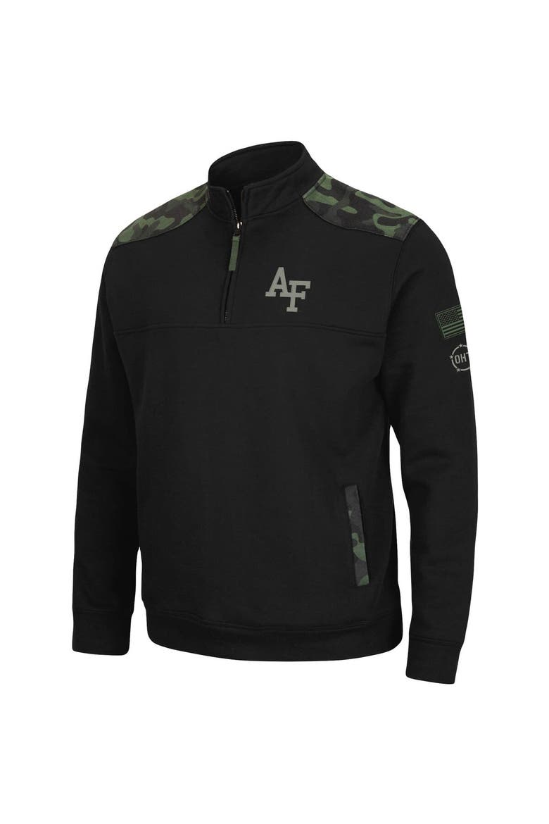 Men's Colosseum Black Air Force Falcons OHT Military Appreciation Commo Fleece Quarter-Zip Jacket, Alternate, color, Black