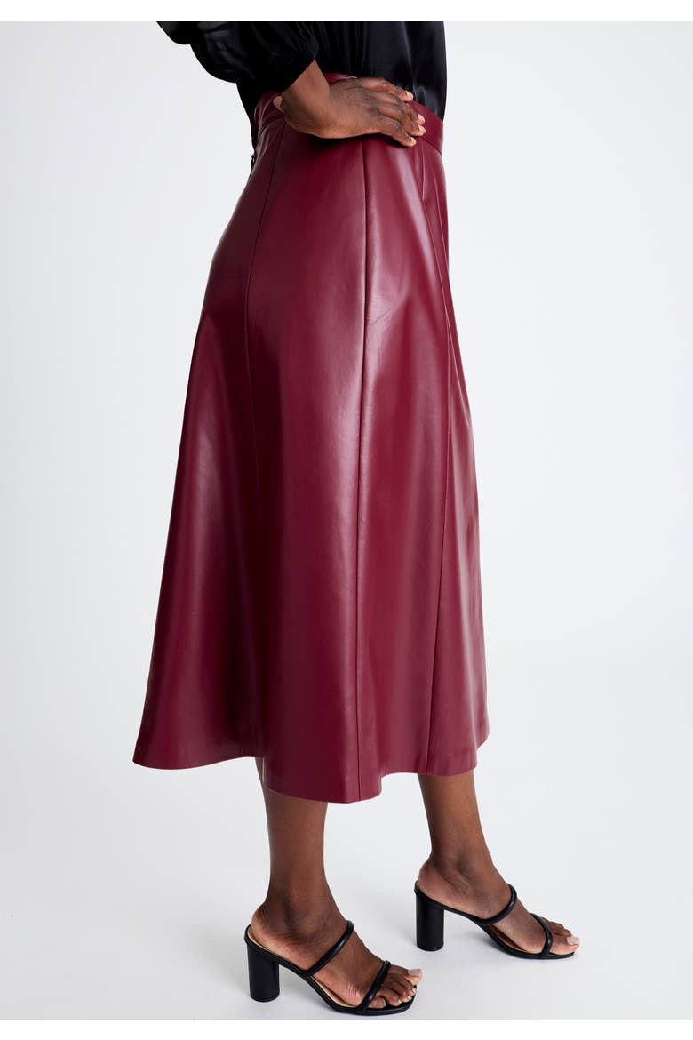 Faux Leather Midi Skirt, Alternate, color, MERLOT