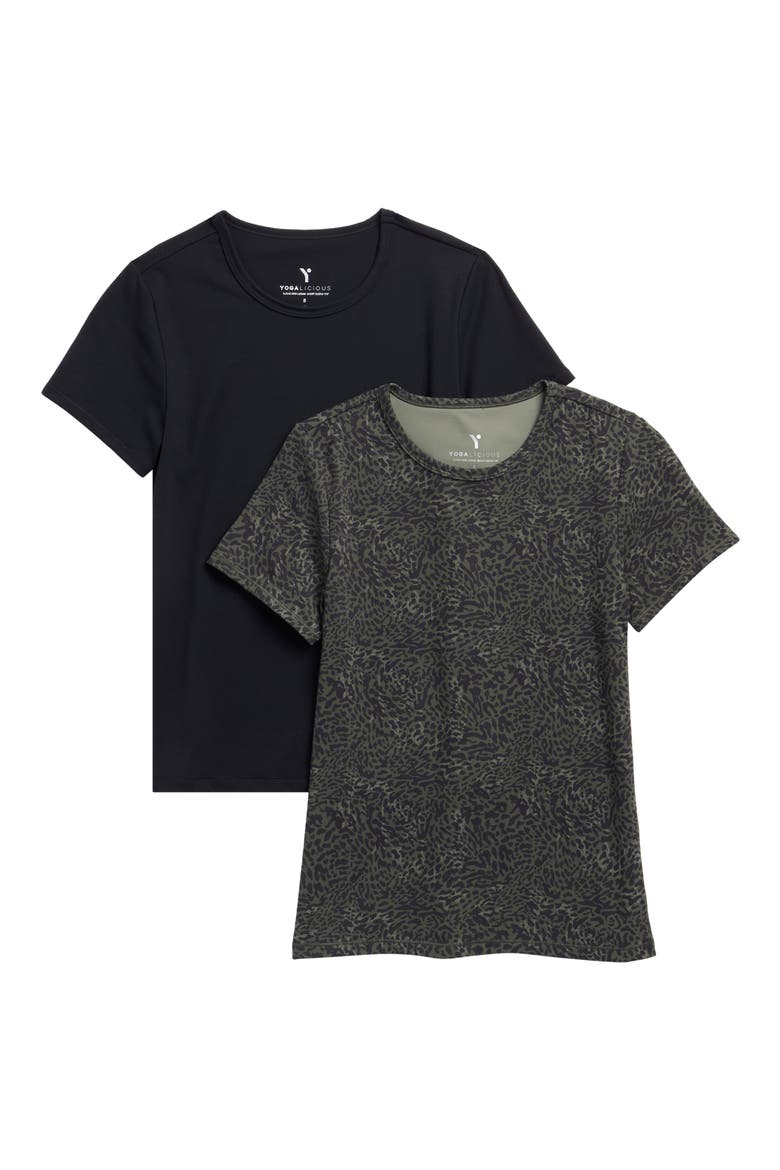 Logan 2-Pack Short Sleeve T-Shirts, Main, color, NOMAD LEOPARD THYME/ BLACK