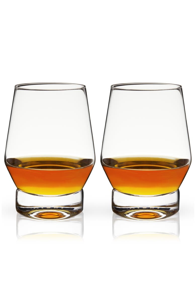 Viski Raye Crystal Heavy Base Whiskey Glasses Set of 2, Alternate, color, Clear