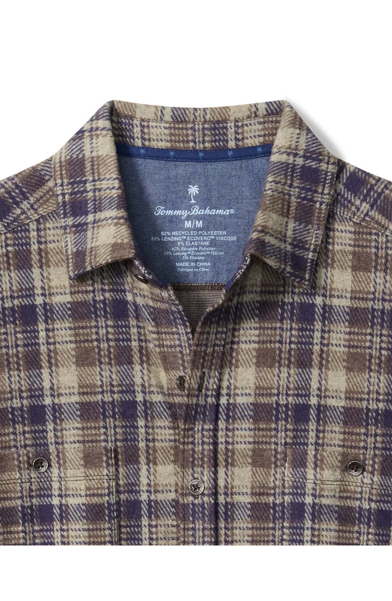 Tommy Bahama Fireside Tahoe Plaid Flannel Button-Up Shirt, Alternate, color, Abbey Stone