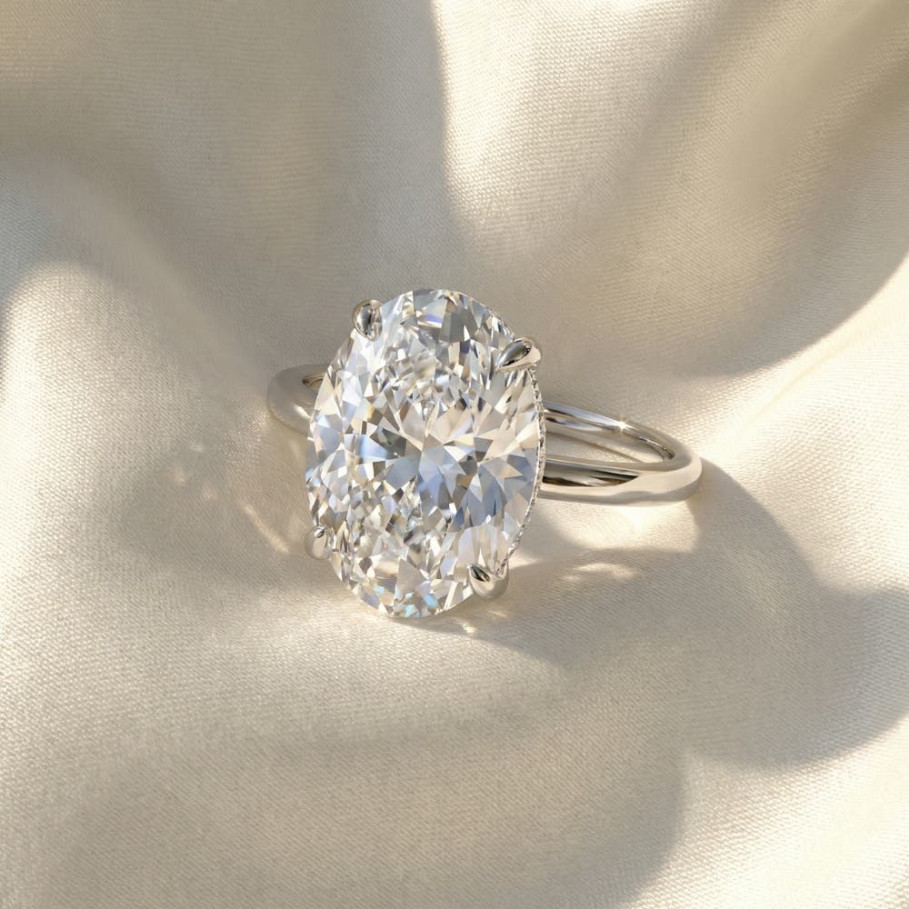 Женские аксессуары Bliss Diamond Certified 5.08CT Oval Diamond Hidden Halo Engagement Ring 14k Gold Lab Grown — фото 4