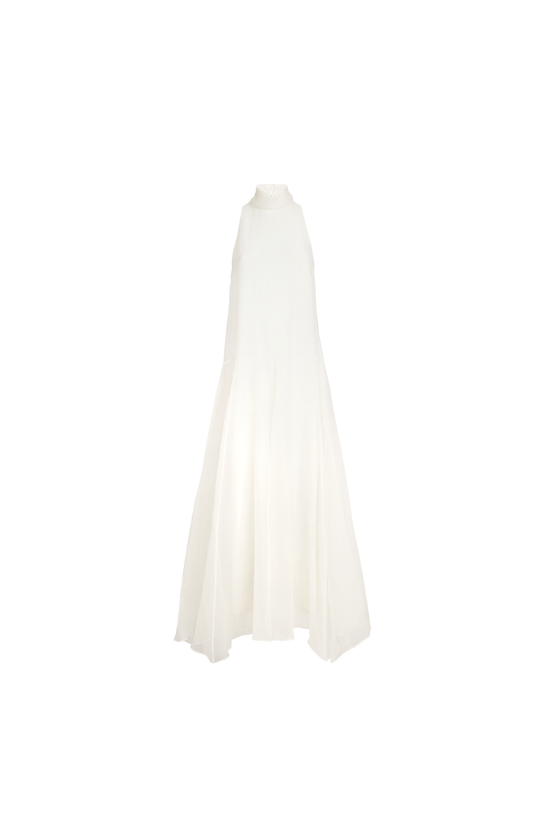 Brunello Cucinelli Crispy silk dress with monili, Alternate, color, Butter