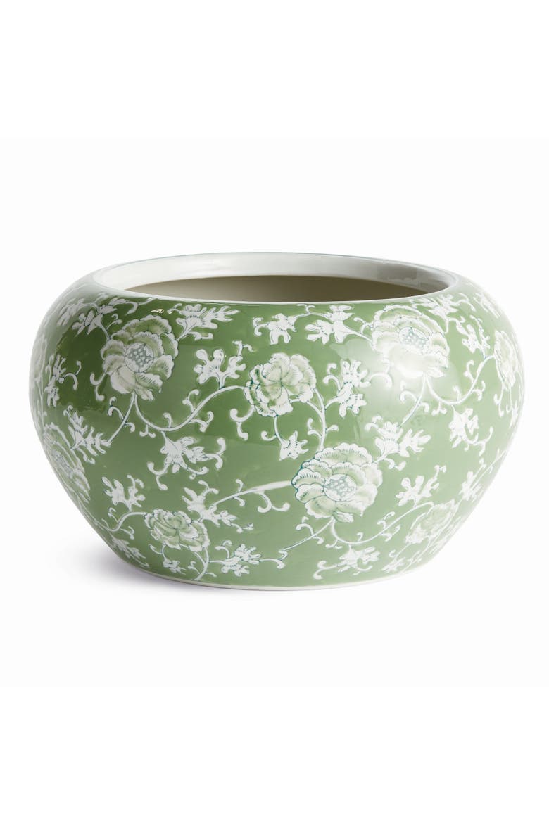 Green & White Chinoiserie Large Imperial Lotus Planter, Main, color, Green
