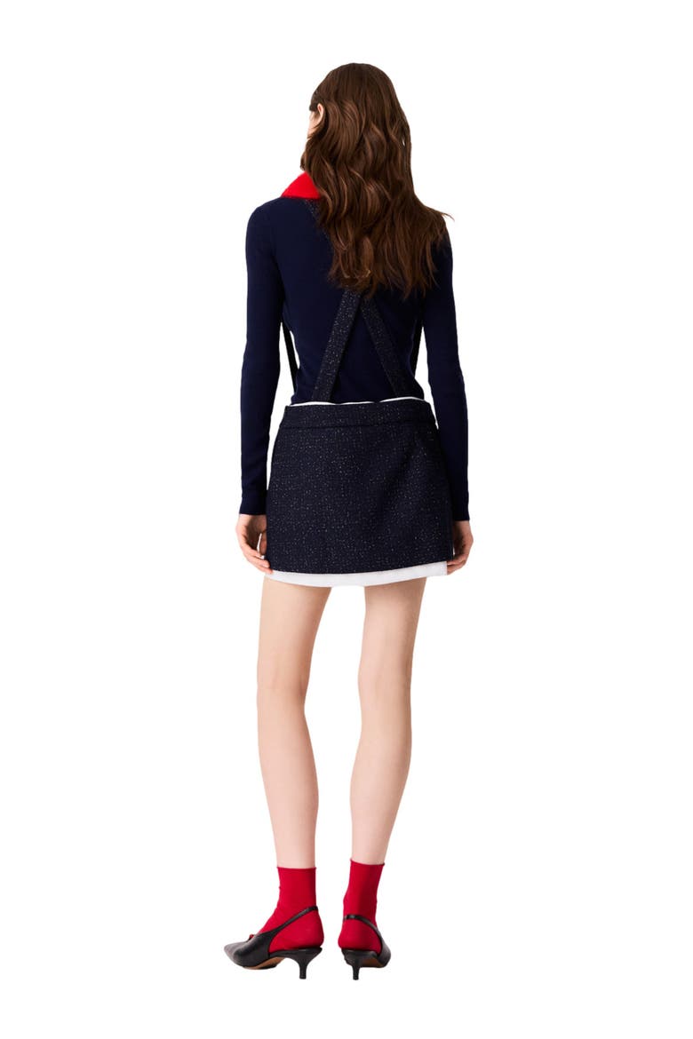 Contrast tweed shorts, Alternate, color, Navy