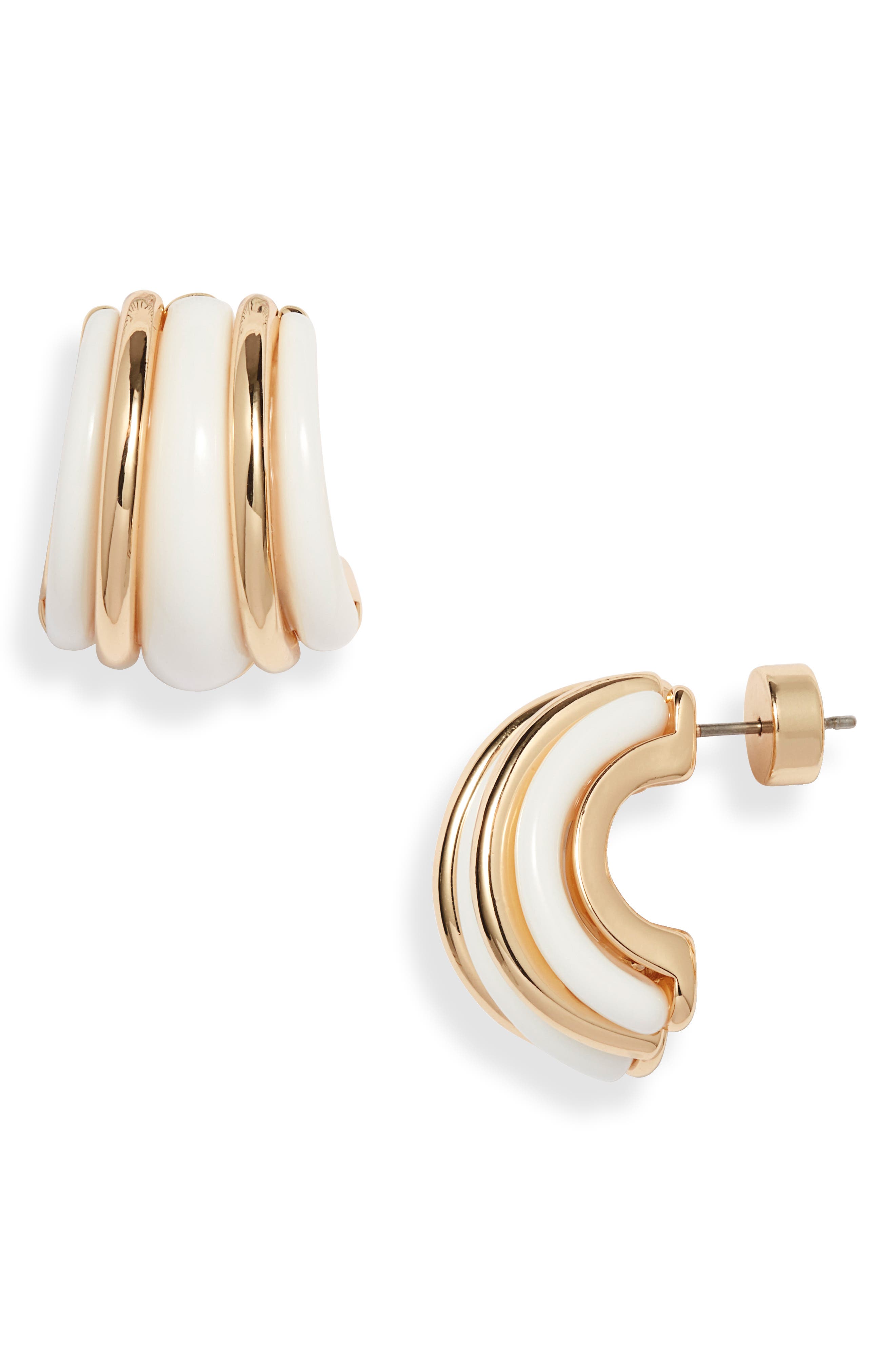 Nordstrom Curved Enamel Hoop Earrings