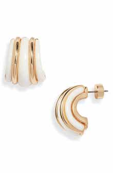 Nordstrom Curved Enamel Hoop Earrings