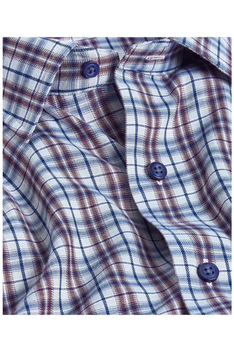 Check Brushed Performance Sport Shirt, Alternate, color, MERLOT
