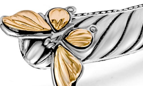 Samuel B. 18k & Silver 0.50 Ct. Tw. Peridot Butterfly Bangle Bracelet In Silver And Gold