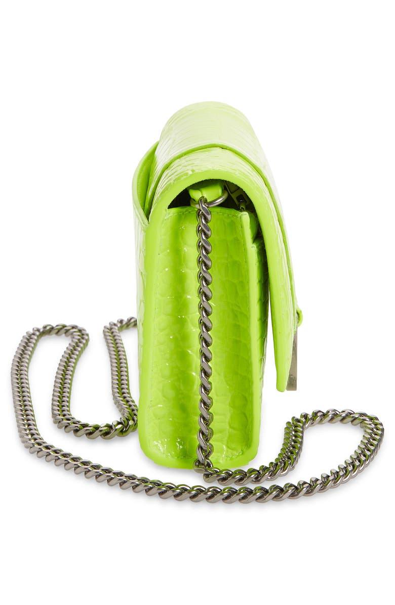 Balenciaga Hourglass Croc Embossed Leather Wallet on a Chain, Alternate, color, 