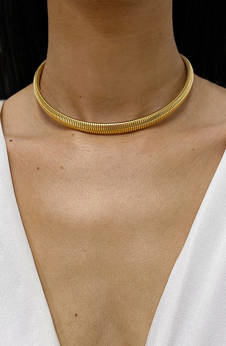 Adornia 14K Yellow Gold Plated Brass Omega Chain, Alternate, color,