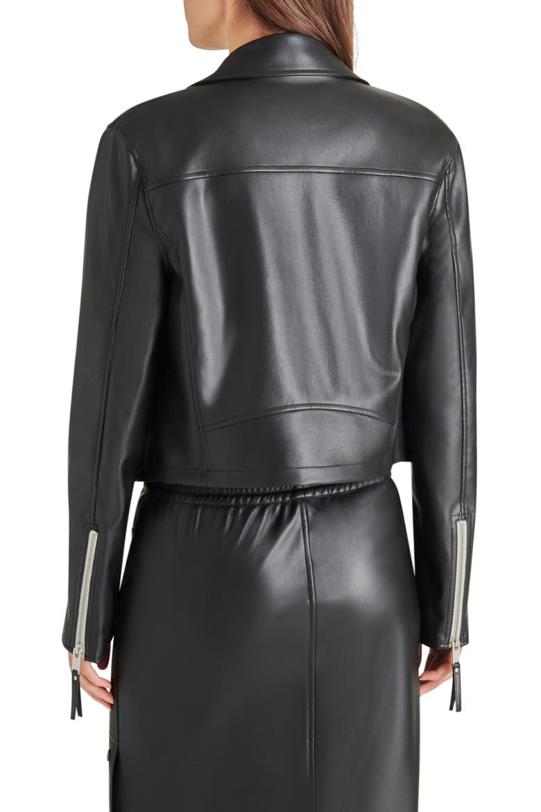 Vinka Faux Leather Moto Jacket, Alternate, color, BLACK