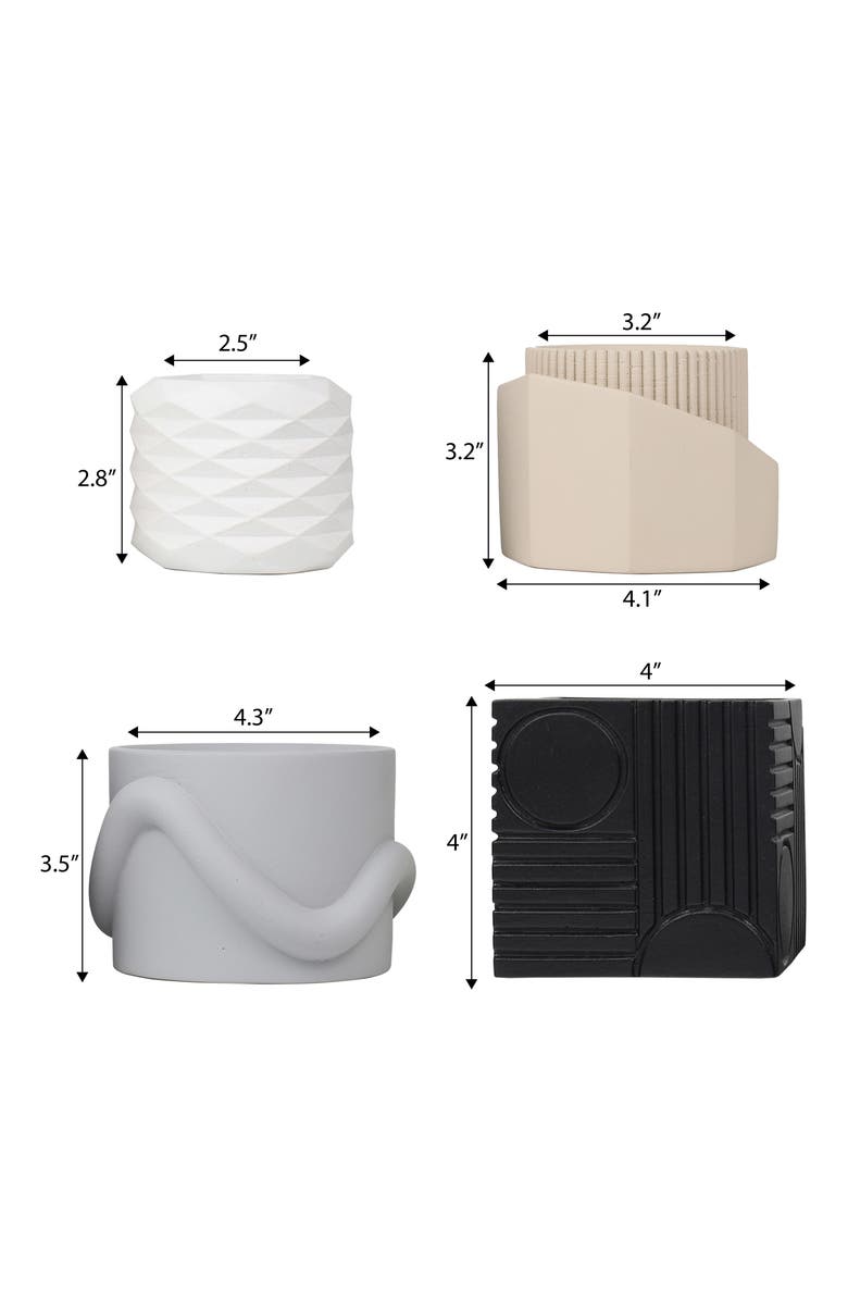 JONATHAN Y Romy Modern Minimalist Handmade Concrete Geometric Planter Set with Drainage Holes, Alternate, color, Black