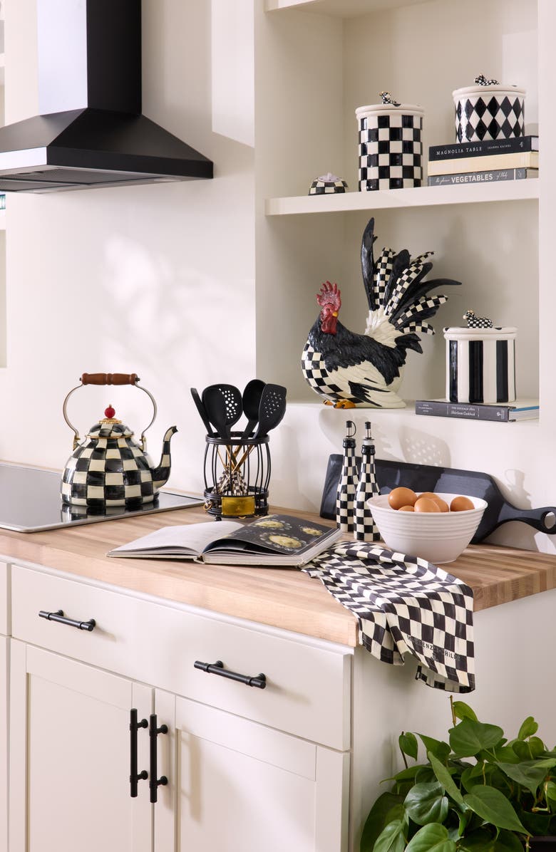 MACKENZIE CHILDS Courtly Check Rooster Figurine, Alternate, color, Black/ White