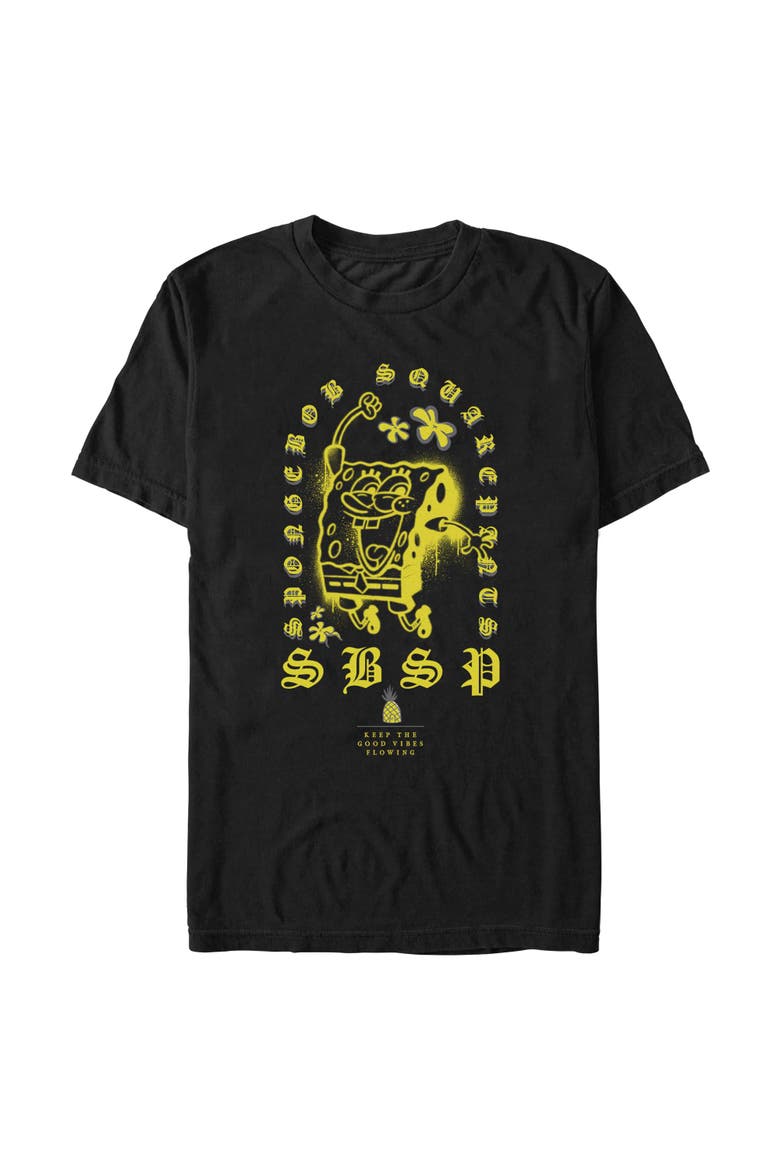 Men's SpongeBob SquarePants Keep the Good Vibes Flowing Graphic T-Shirt, Alternate, color, Black