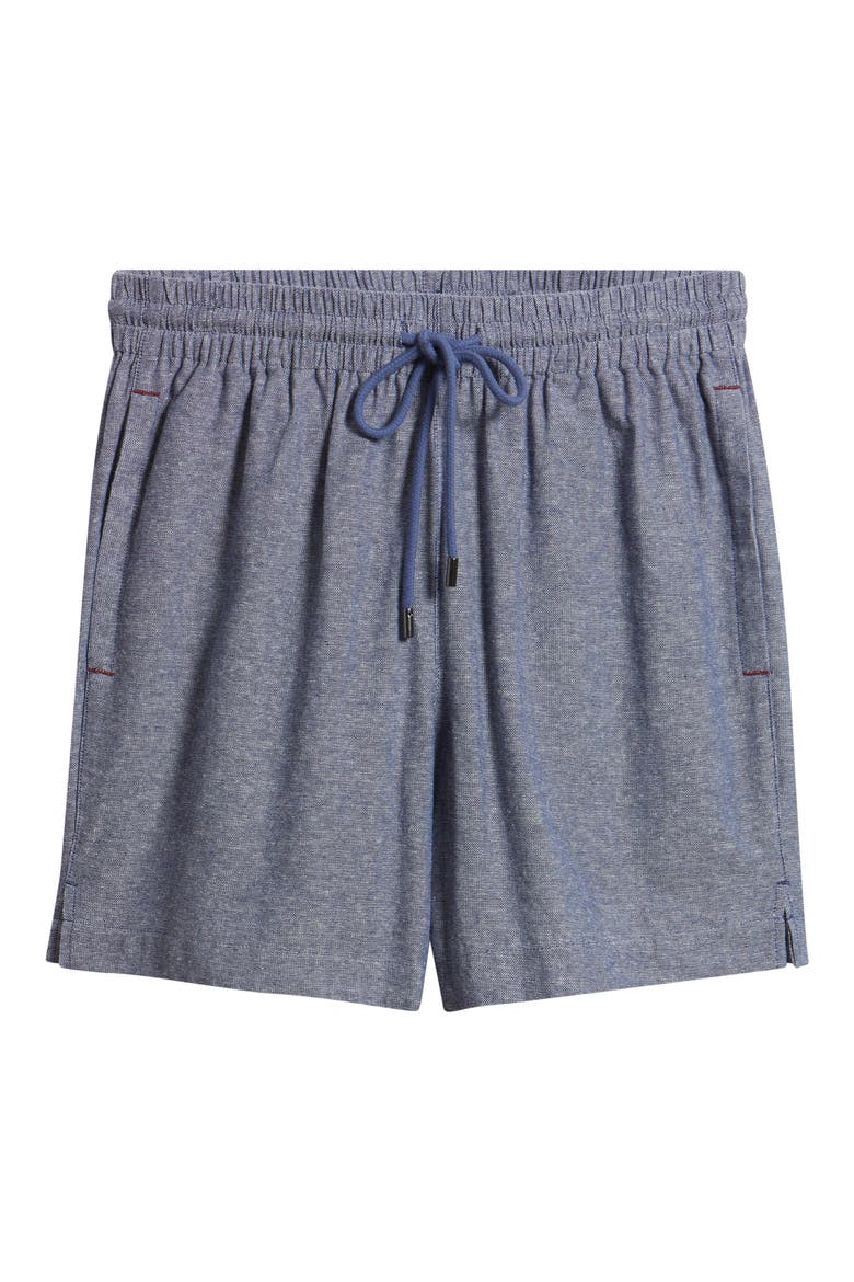 Slub Linen & Cotton Pajama Shorts, Alternate, color, DENIM
