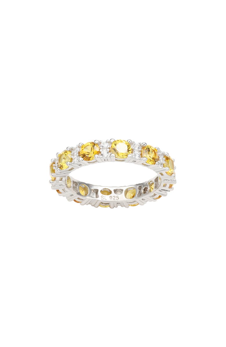 SUZY LEVIAN Sterling Silver Yellow Sapphire & Lab Created White Sapphire Eternity Ring, Main, color, Yellow