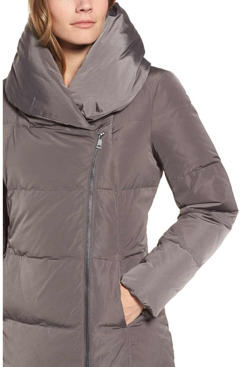 Down & Feather Coat, Alternate, color, CARBON